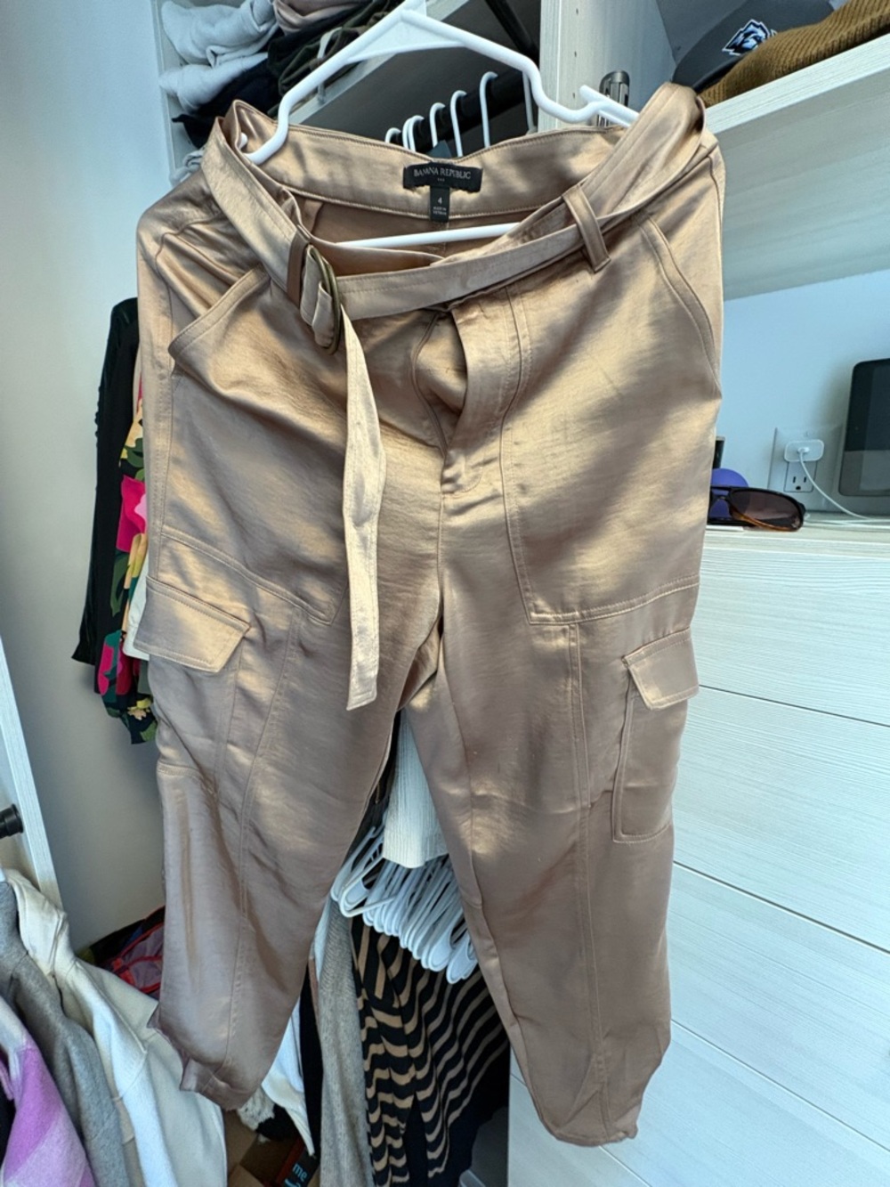 Banana Republic Satin-Look Pants in Light Taupe